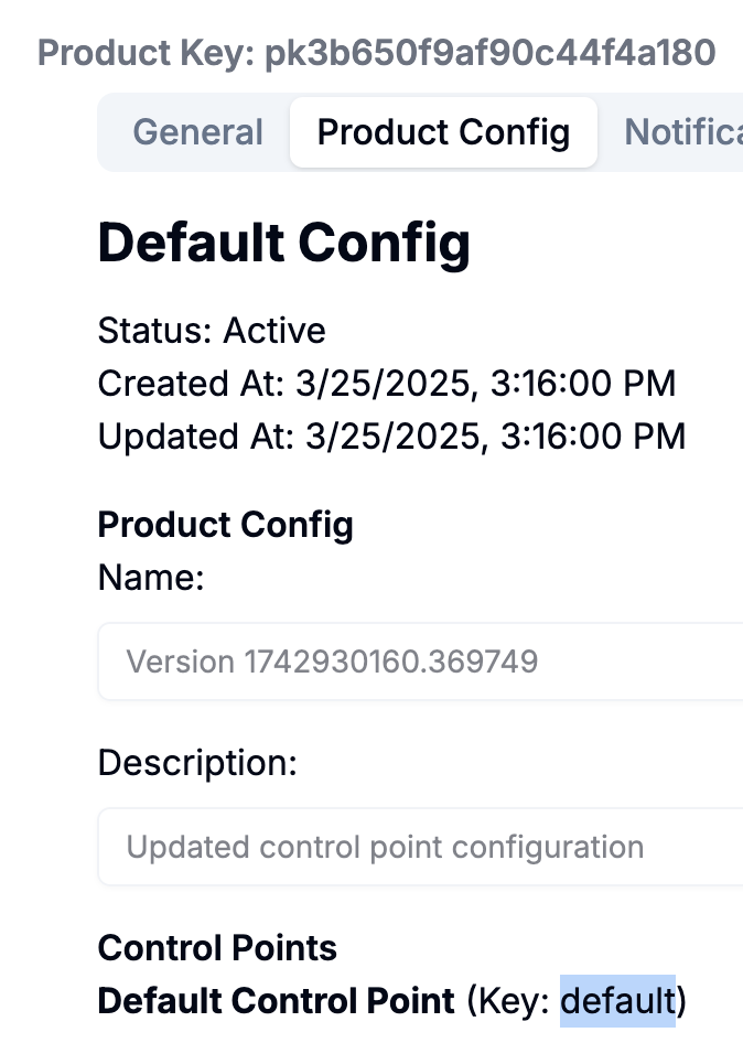 How to find the Control Point Key